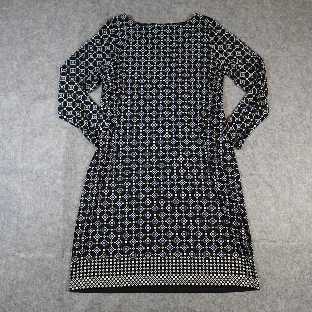 J. Jill Dress Womens Large NWT Midi Knit Black Geometric Wearever Collection